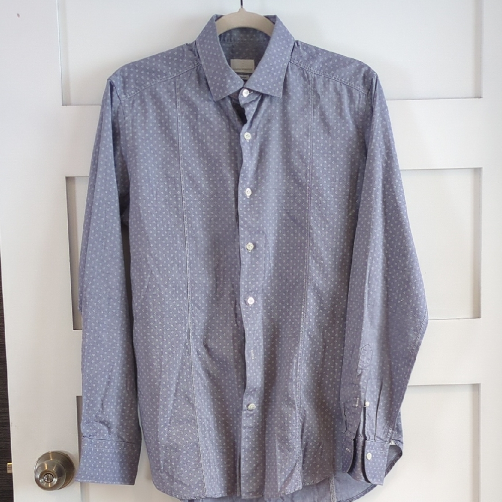 Mastai Ferretti Slate Blue Print Dress Shirt